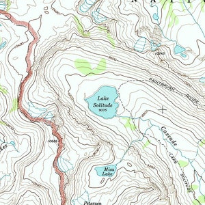 Carte Lake Solitude Comté de Teton, Wyoming