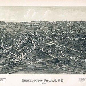 1886 Panorama-Karte von Fishwater am Hudson New York