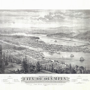 1879 Panoramakarte von Olympia Washington
