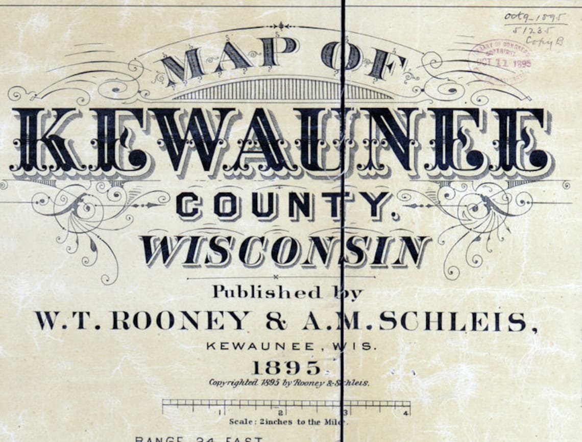 1895 Map of Kewaunee County Wisconsin Ahnapee Etsy