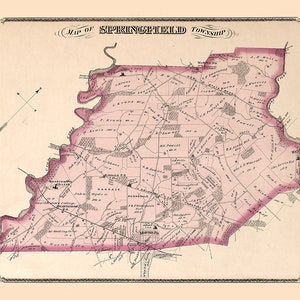 1875 Map of Springfield Township Delaware County Pennsylvania