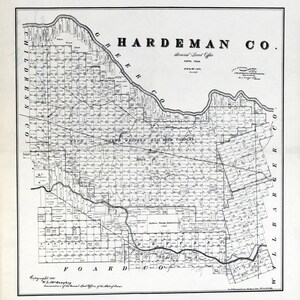 1891 Farm Line Map du comté de Hardeman au Texas