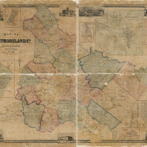Carte 1857 du comté de Westmoreland, Pennsylvanie, Greensburg