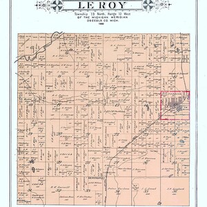 1900 Carte du canton de Le Roy, comté d'Osceola, Michigan