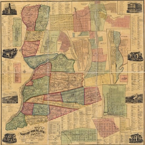 1874 Map of Northumberland County Pa from actual surveys