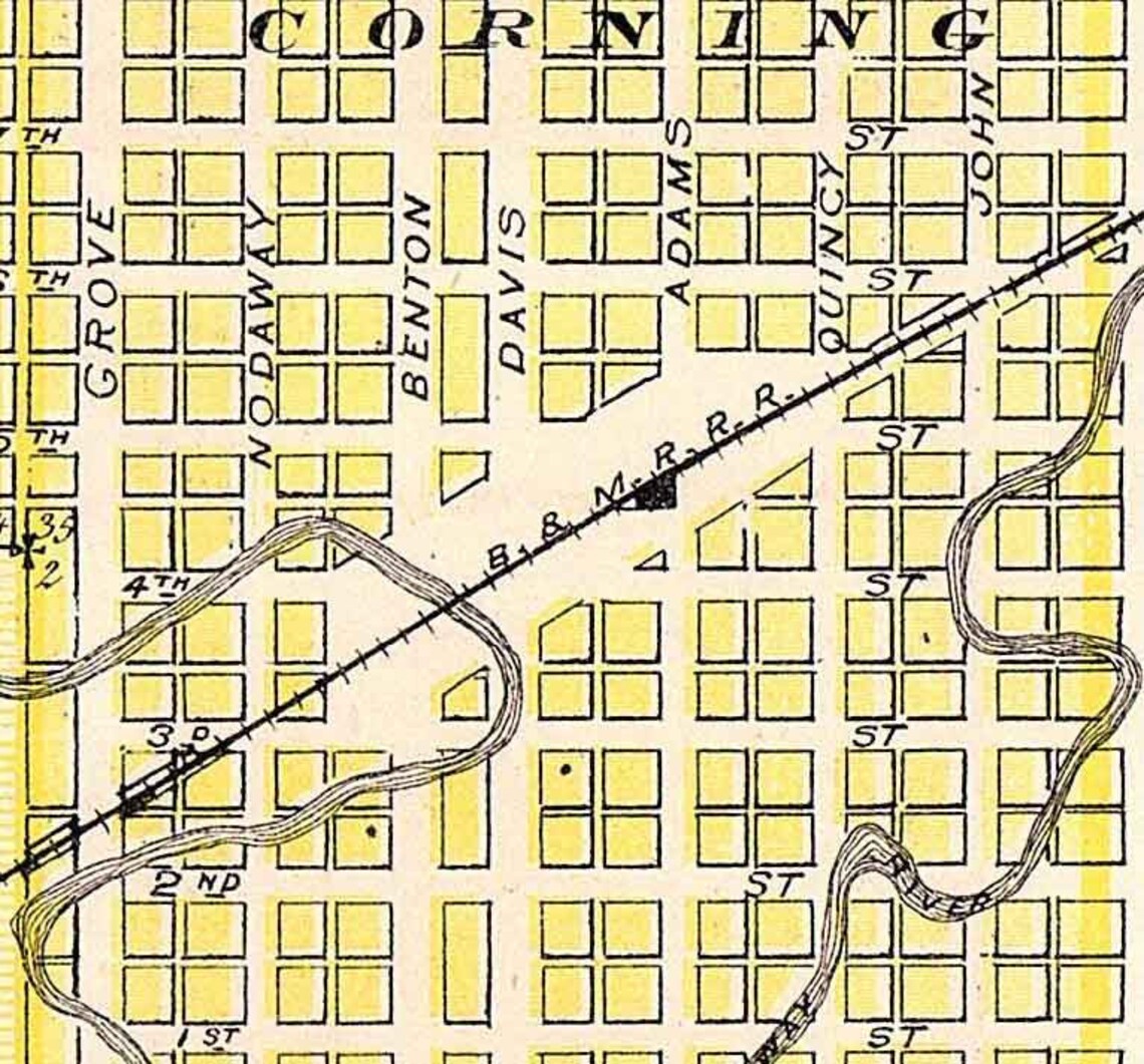 1875 Map of Corning Adam County Iowa Etsy