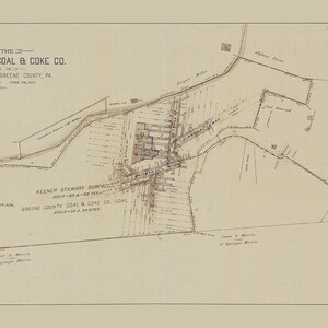 1917 Map of the Greene County Coal and Coke Company Pennsylvania