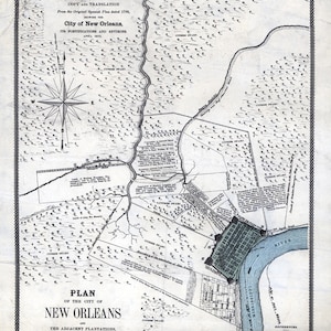 1875-Karte von New Orleans, Louisiana und Plantagen