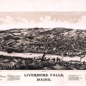 1889 Panoramakarte von Livermore Falls Maine