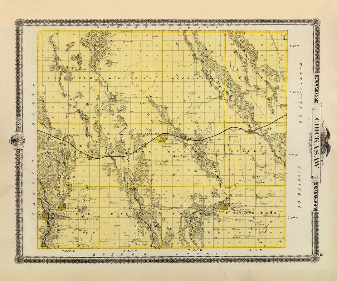 1875 Map of Chickasaw County Iowa Etsy