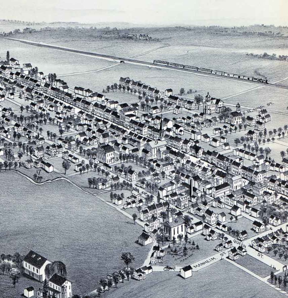 1888 Panoramic Map of Annville Pennsylvania Etsy