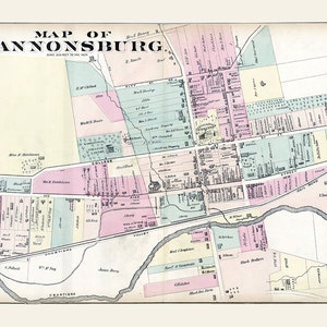 1876 Map of Canonsburg Washington County Pa