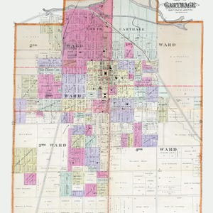 1895 Map of Carthage Jasper County Missouri