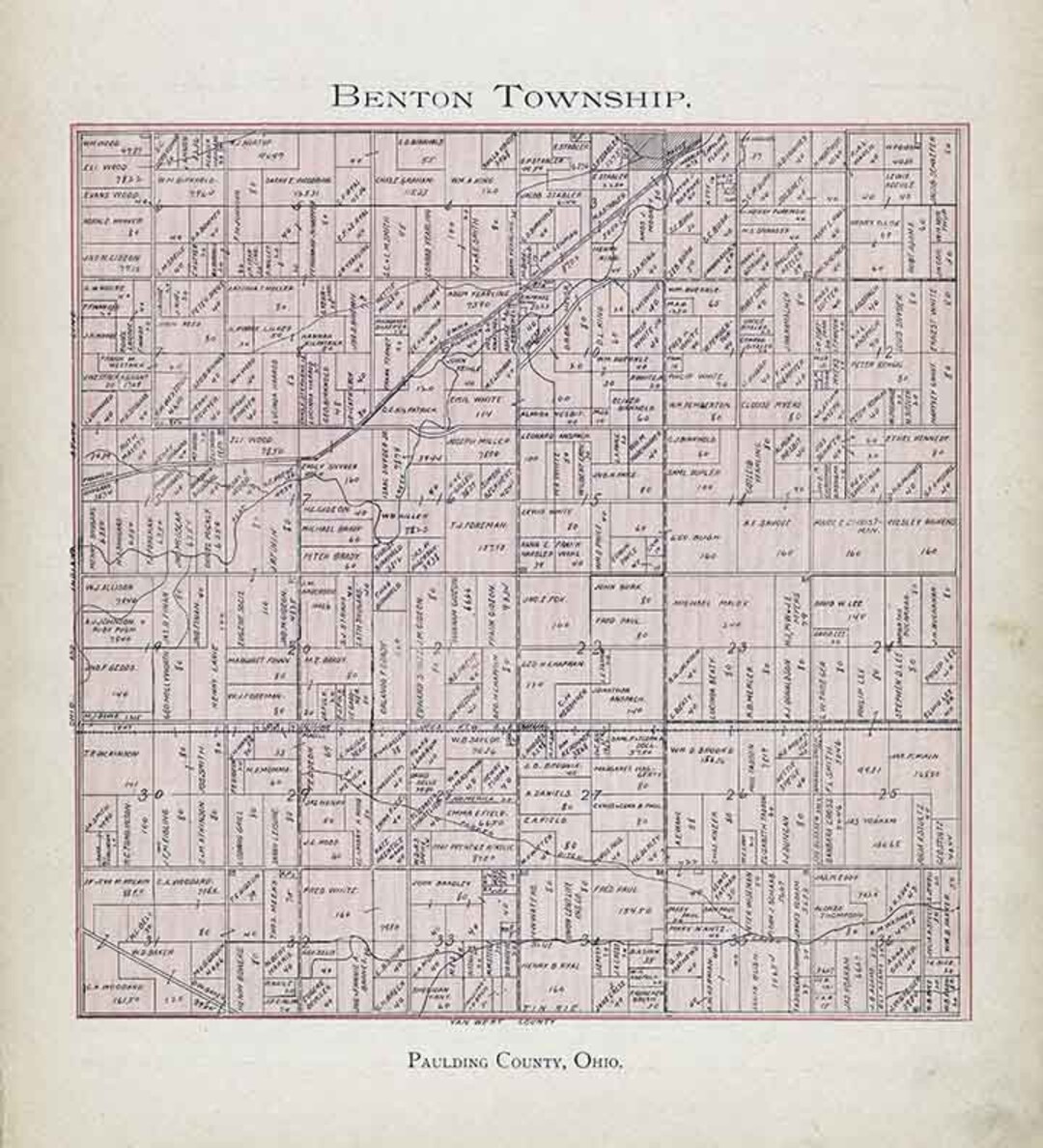 1905 Map of Benton Township Paulding County Ohio Etsy