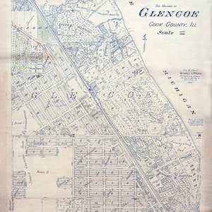 1924 Carte du comté de Glencoe Cook, Illinois