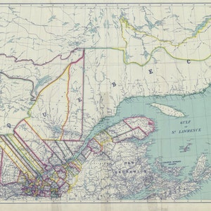 1911 Map of Quebec Canada