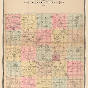 Carte 1896 du comté d'Oakland, Michigan