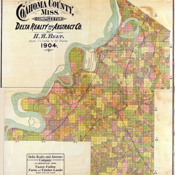 Map of Clarksdale Mississippi Etsy