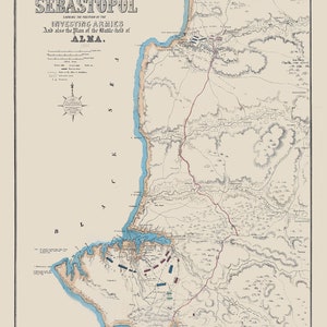 1855-Karte Sewastopol Krim Ukraine Region
