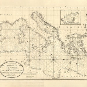 1830 Seekarte des Mittelmeeres