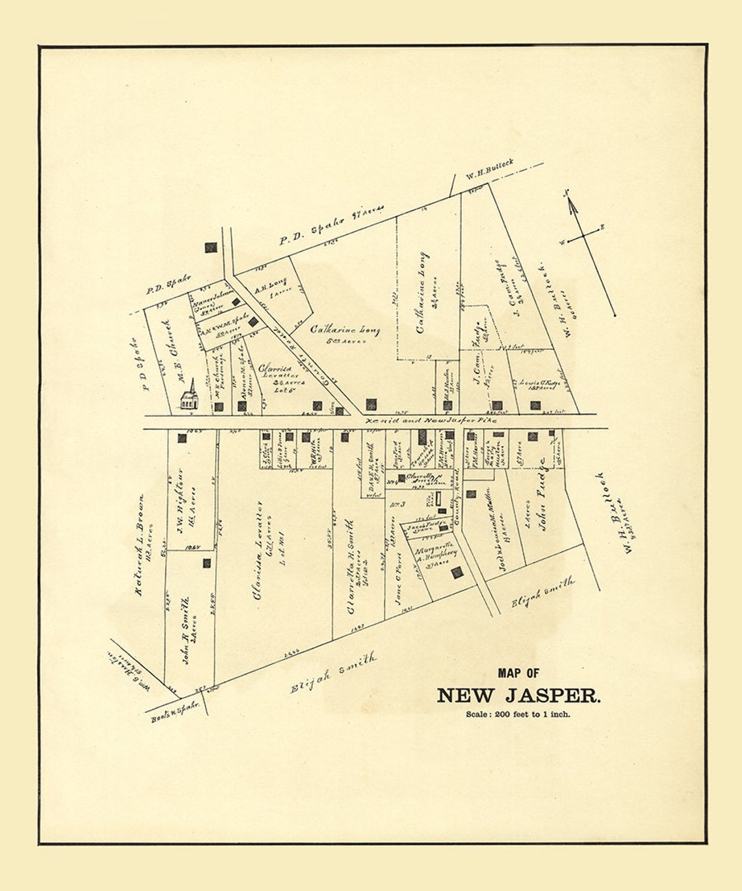 1896 Town Map of New Jasper Greene County Ohio Etsy