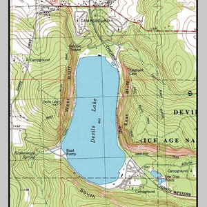 1984-Karte von Devils Lake Sauk Wisconsin