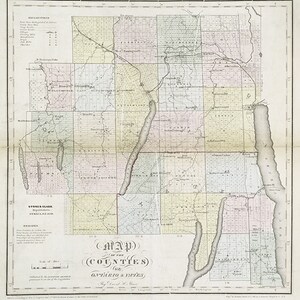 Carte de 1829 de l'Ontario et des comtés de Yates, New York
