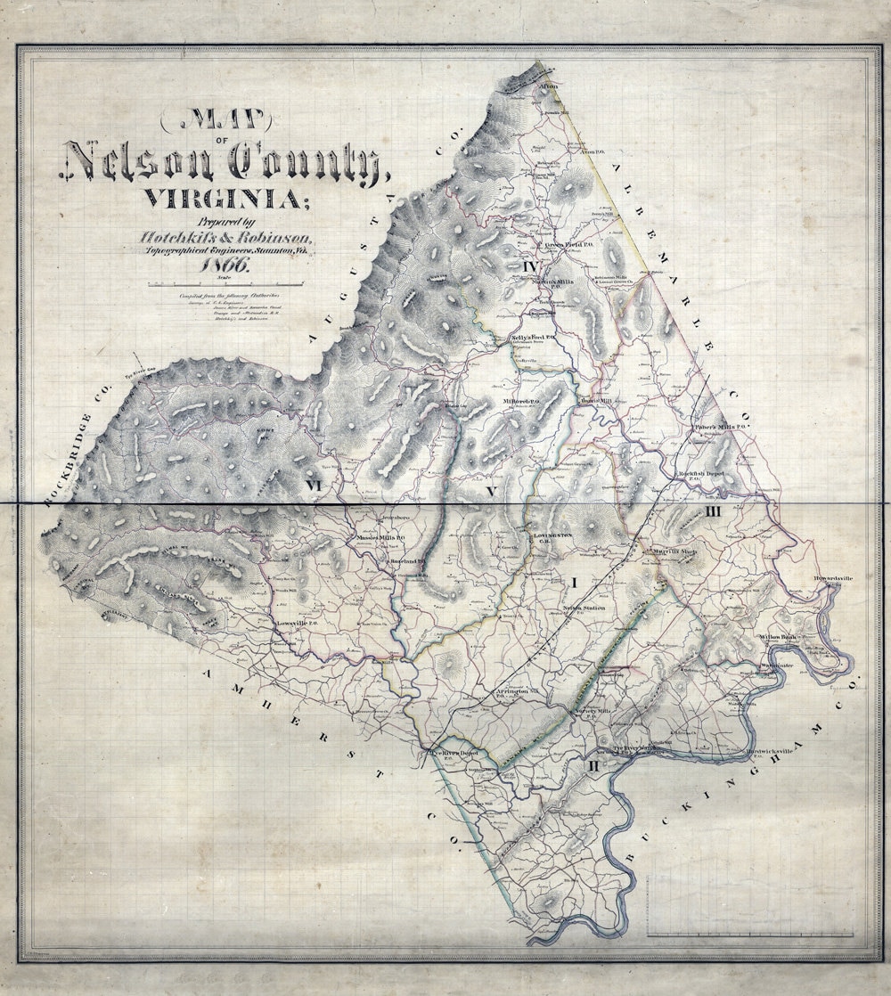 1866 Map of Nelson County Virginia Family Names Genealogy Etsy