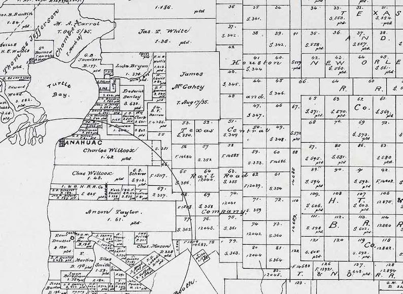 1879 Farm Line Map of Chambers County Texas Etsy