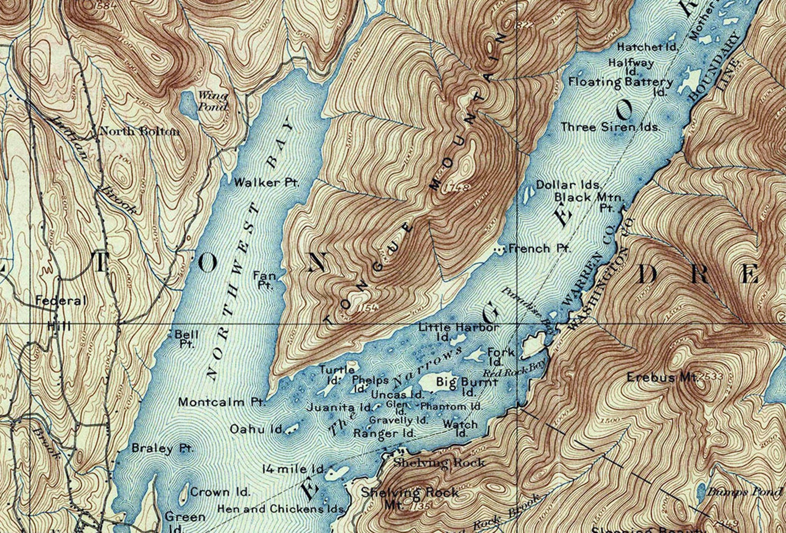 1897 Topo Map of Bolton New York Quadrangle Etsy UK