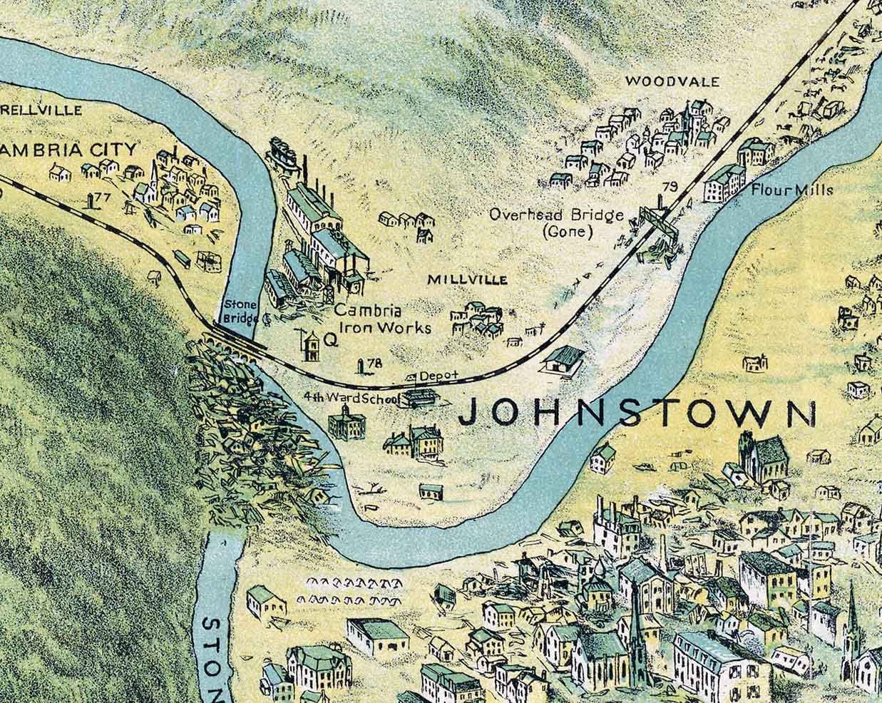 1889 Mapa de Johnstown Pennsylvania Conemaugh Valley Nineveh Etsy