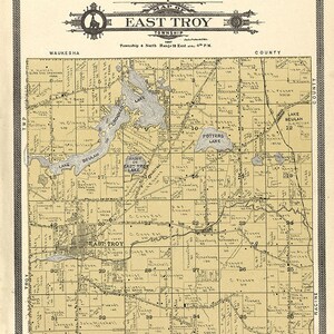 1907 Kaart van East Troy Township Walworth County Wisconsin