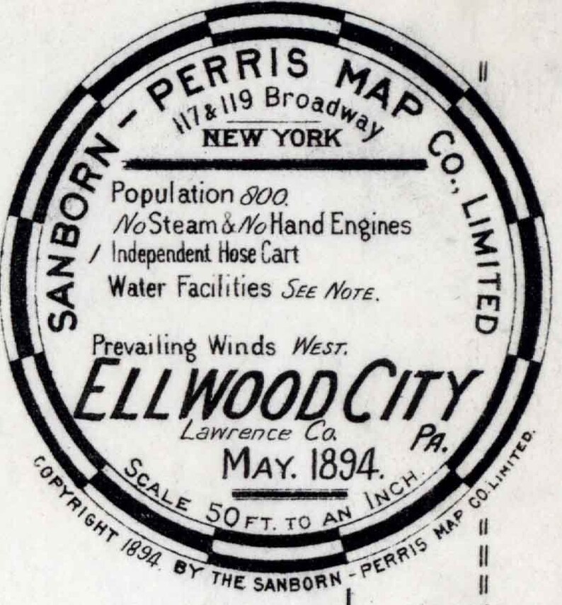 1894 Town Map of Ellwood City Lawrence County Pennsylvania Etsy
