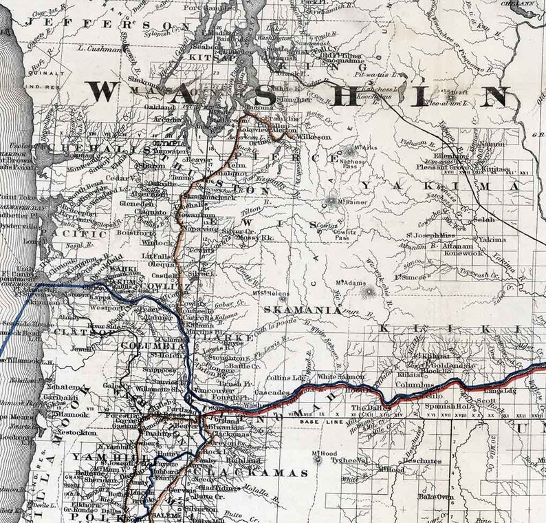 1880 Map of Colton Township Oregon and Washington Territory Etsy