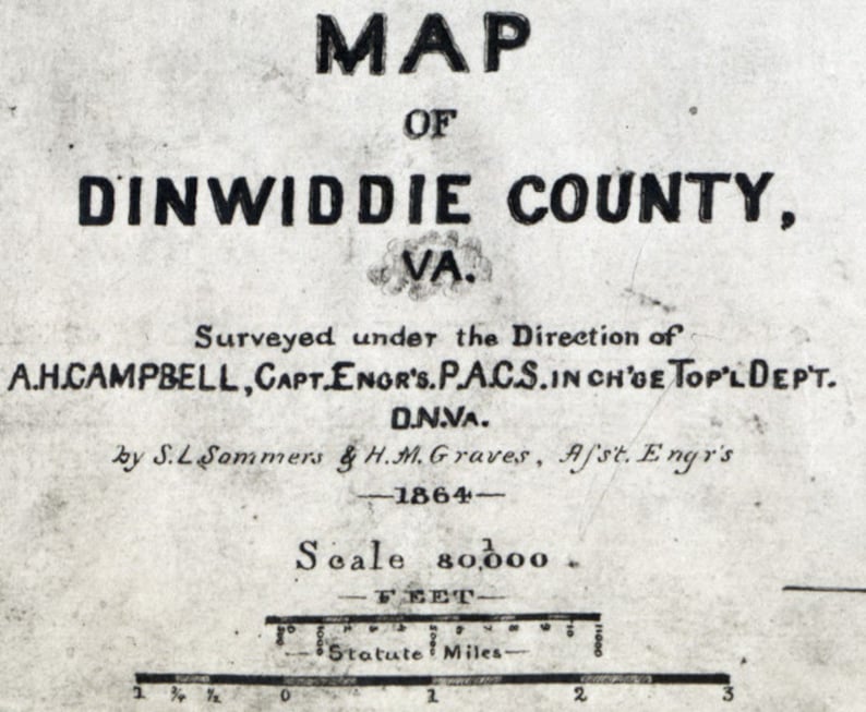 1864 Map of Dinwiddie County Virginia Family Names Genealogy | Etsy