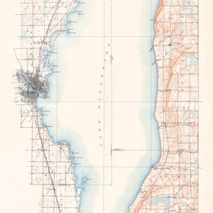1911 Map of Lake Winnebago Wisconsin