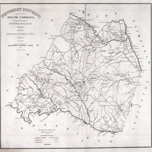Carte 1820 du comté de Newberry en Caroline du Sud