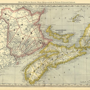 1881-Karte von Nova Scotia New Brunswick und Prince Edward Island Canada