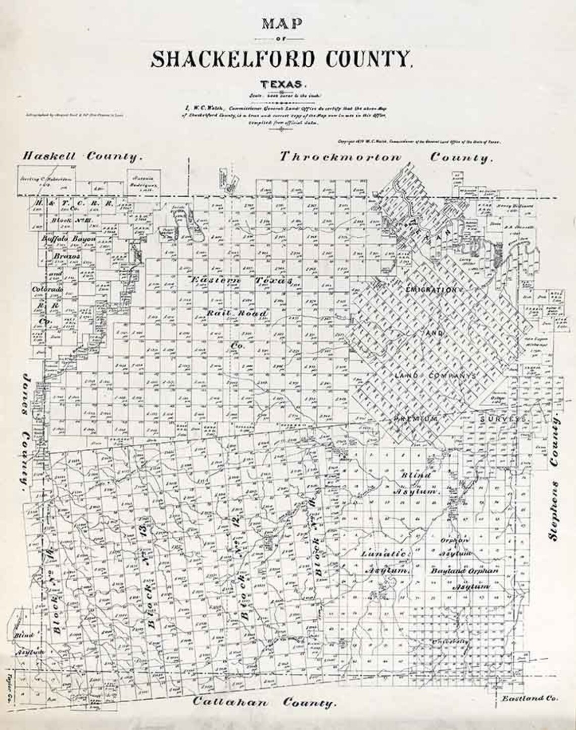 1879 Farm Line Map of Shackelford County Texas Etsy