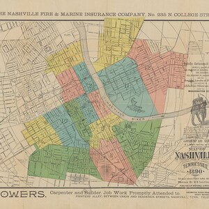 1890 Map of Nashville Tennessee