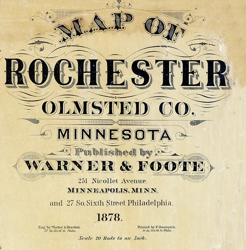 1878 Map of Rochester Olmsted County Minnesota Etsy