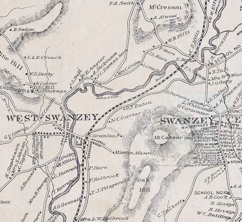 1892 Map of Swanzey New Hampshire Etsy