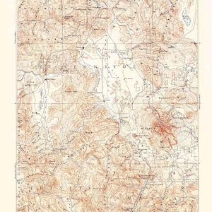 Carte topographique de 1894 Shasta en Californie Siskiyou Mt Shasta