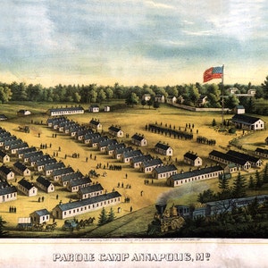 1864 Mappa aerea del campo di parole della guerra civile Annapolis, Maryland
