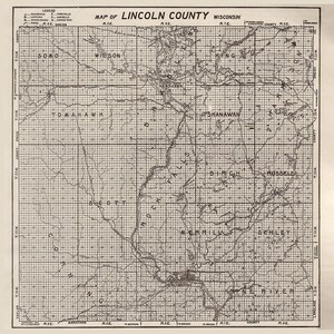 1914 Farm Line-kaart van Lincoln County, Wisconsin