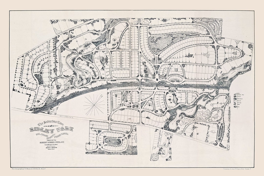 1872 Map of Ridley Park Delaware County Pennsylvania Etsy