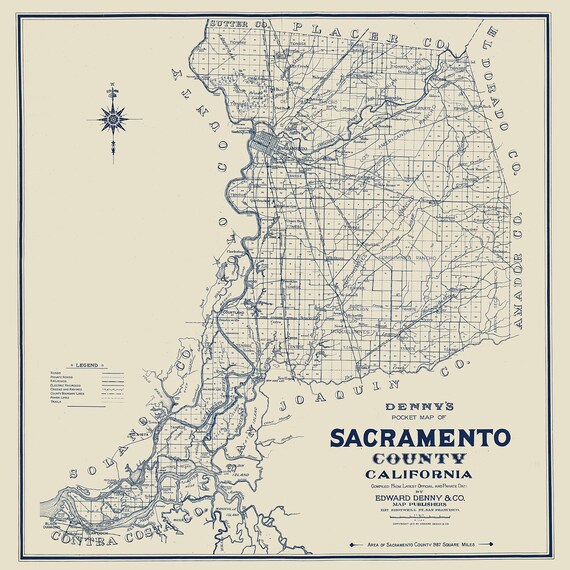 1913 Map of Sacramento County California | Etsy