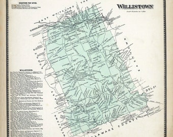 1873 Map of Willistown Township Chester County Pennsylvania