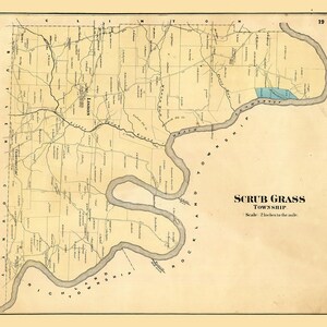 1865-Karte der Ölregion Scrub Grass Township im Venango County in Pennsylvania