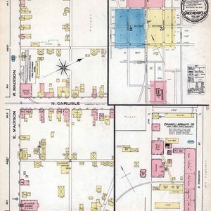 1885 Town Map of Greencastle Franklin County Pennsylvania